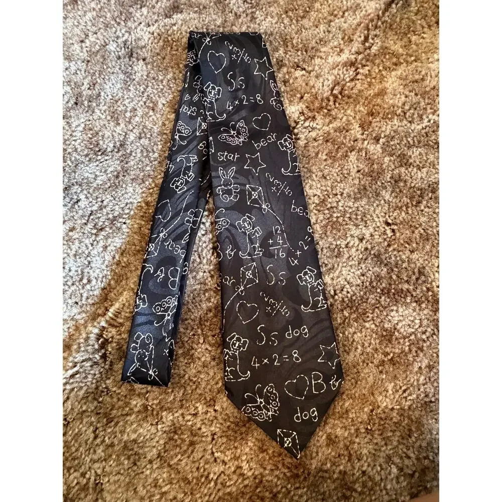 Vintage Steven Harris Novelty Math & School Teacher Necktie - Black Chalkboard